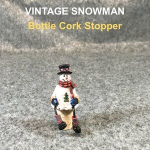 Vintage Figurine Snowman Bottle Cork Stopper